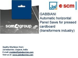 GABBIANI Automatic horizontal Panel Saws for pressed cardboard