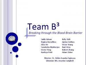 Team B Breaking through the BloodBrain Barrier Sakib