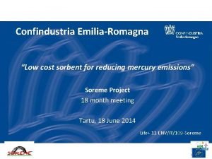 Confindustria EmiliaRomagna Low cost sorbent for reducing mercury