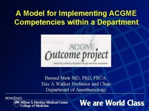 A Model for Implementing ACGME Competencies within a