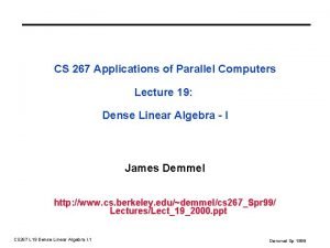 CS 267 Applications of Parallel Computers Lecture 19