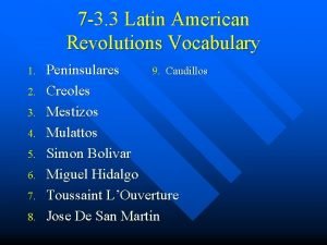 Latin american revolution vocabulary