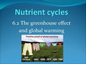 Nutrient cycles 6 2 The greenhouse effect and