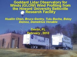 Goddard Lidar Observatory for Winds GLOW Wind Profiling