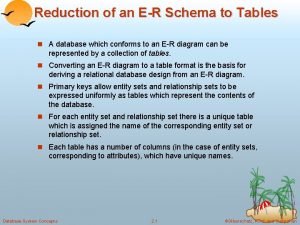 Reduction of er schema to tables