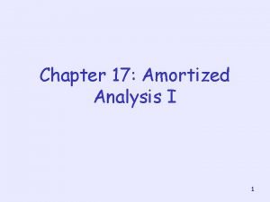 Chapter 17 Amortized Analysis I 1 About this