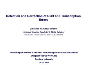 Ocr transcription