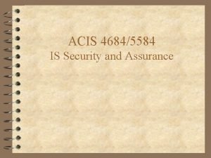 ACIS 46845584 IS Security and Assurance Dr Linda