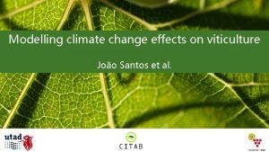 Modelling climate change effects on viticulture Joo Santos