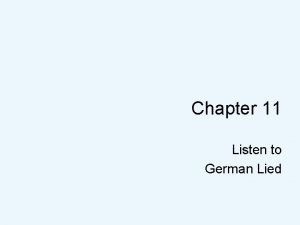 Chapter 11 Listen to German Lied The German