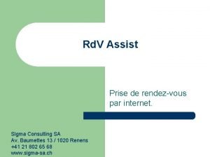 Rd V Assist Prise de rendezvous par internet