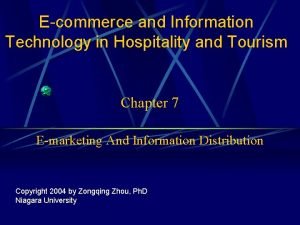 Ecommerce and Information Technology in Hospitality and Tourism