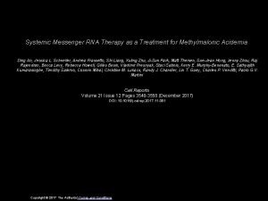 Systemic Messenger RNA Therapy as a Treatment for