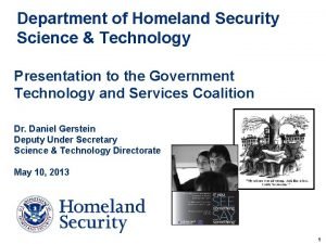 Department of Homeland Security Science Technology Presentation to