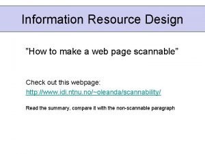 Scannability of a website