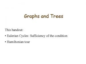 Graphs and Trees This handout Eulerian Cycles Sufficiency