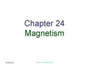 Chapter 24 Magnetism 16 Sep20 Physics 1 Garcia