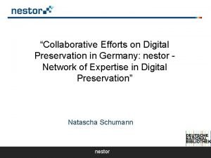 Collaborative Efforts on Digital Preservation in Germany nestor