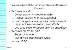 Unicode support status in various platforms Microsoft Windows