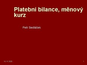 Platebn bilance mnov kurz Petr Sedlek 16 9