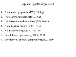 Optical Spectroscopy 2018 1 Fluorescent dye probes KM