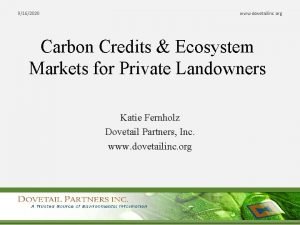 9162020 www dovetailinc org Carbon Credits Ecosystem Markets