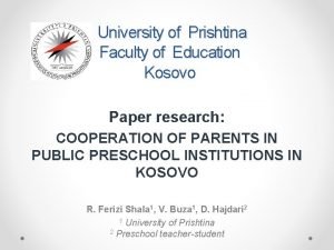 University of Prishtina Faculty of Education Kosovo Paper