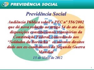Previdncia Social Audincia Pblica sobre a PEC n