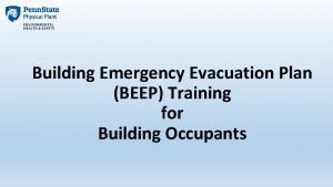 Building Emergency Evacuation Plan BEEP Training for Building