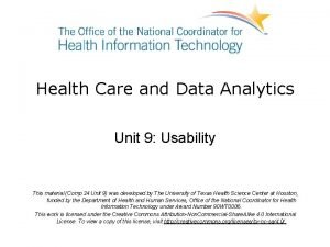 Health Care and Data Analytics Unit 9 Usability