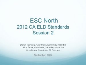 ESC North 2012 CA ELD Standards Session 2