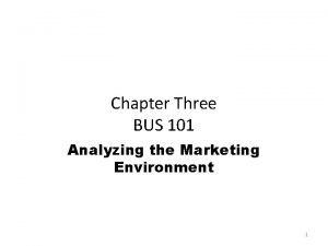 Chapter Three BUS 101 Analyzing the Marketing Environment