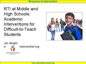 Response to Intervention RTI at Middle and High