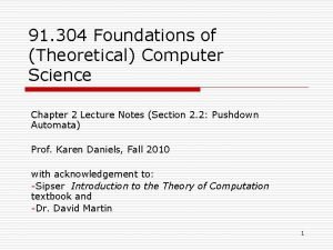 91 304 Foundations of Theoretical Computer Science Chapter