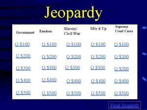 Jeopardy Government Random Slavery Civil War Mix it