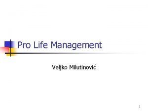 Pro Life Management Veljko Milutinovi 1 243 One