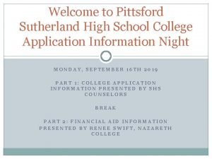 Welcome to Pittsford Sutherland High School College Application