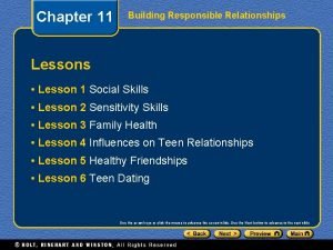 Responsible relationships are based on