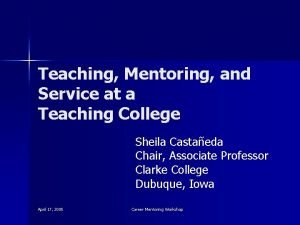 Teaching Mentoring and Service at a Teaching College