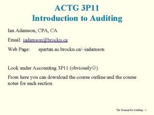 ACTG 3 P 11 Introduction to Auditing Ian