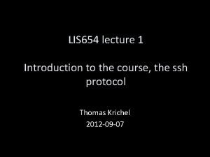LIS 654 lecture 1 Introduction to the course