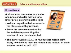 EXAMPLE 5 Solve a multistep problem Movie Rental