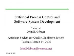 Statistical process control tutorial