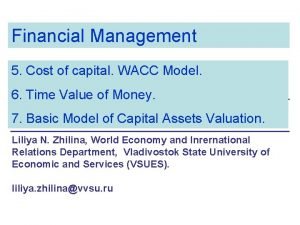 Financial Management 5 Cost of capital WACC Model
