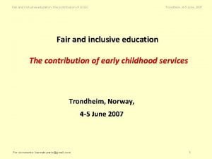 Fair and inclusive education the contribution of ECEC