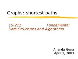 Graphs shortest paths 15 211 Fundamental Data Structures