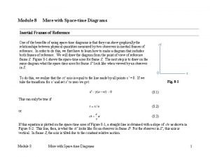 Module 8 More with Spacetime Diagrams Inertial Frames