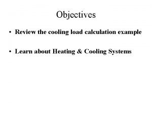 Cooling load calculation example