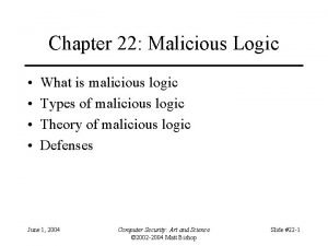 Malicious logic in information security Malicious logic in information security