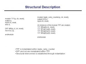 Structural Description module TFFq clk reset output q
